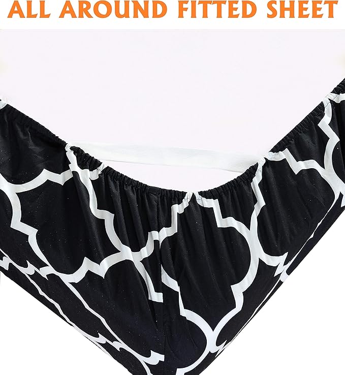 Elegant Comfort Luxury Soft Bed Sheets Quatrefoil Pattern - Image 5
