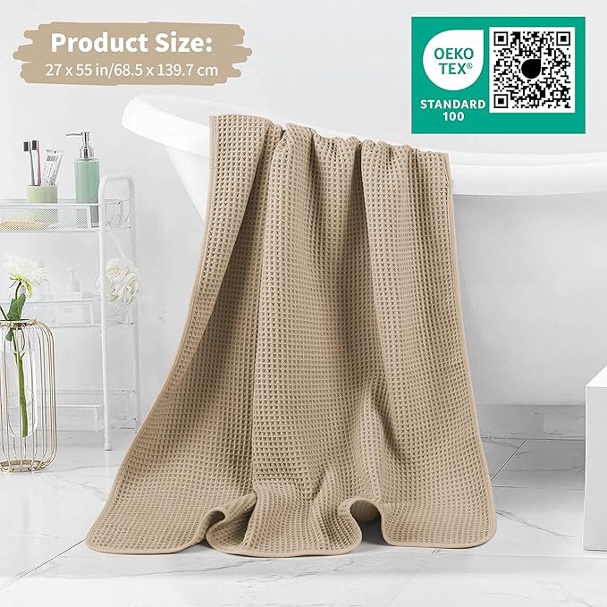 Microfiber Waffle Bath Towels, 4 Pieces, Fast Drying, Lint Free 430 GSM - Image 5