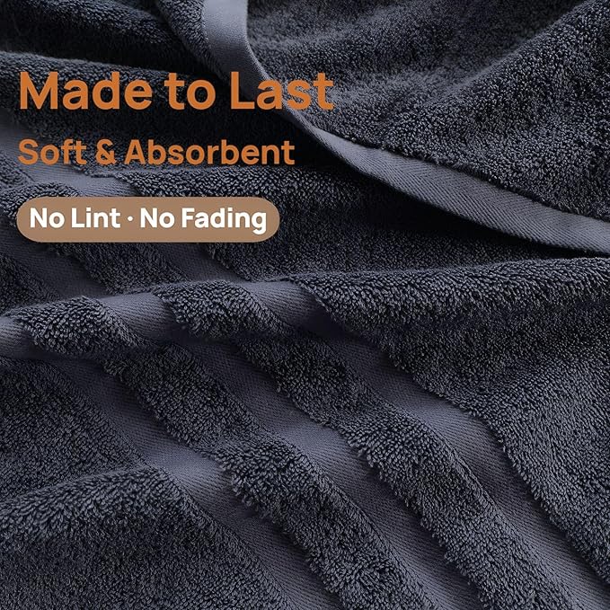 Bath Towels 2 Pack, 30 x 60 Inches, Large 100% Cotton Towels, Comfortable - Image 4