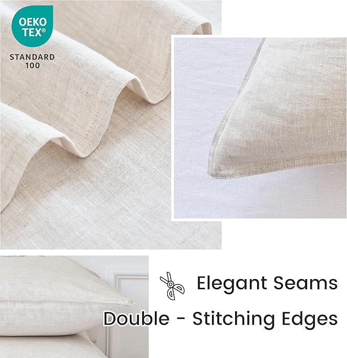Simple&Opulence 100% Linen Euro Shams 26'' x 26'' Pack of 2, Embroidery - Image 3