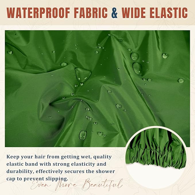 Reusable Shower Cap for Women, Large Waterproof Shower Bonnet - Image 6