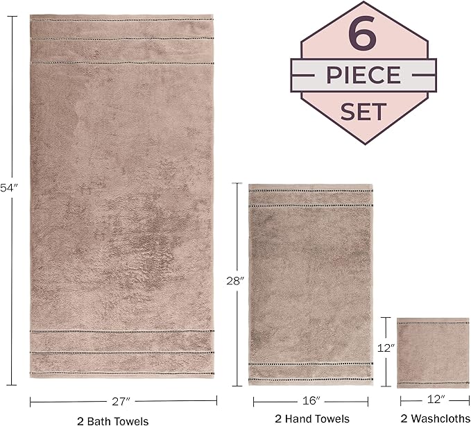 Lavish Home 6 Piece Bathroom Towels Set - Image 3