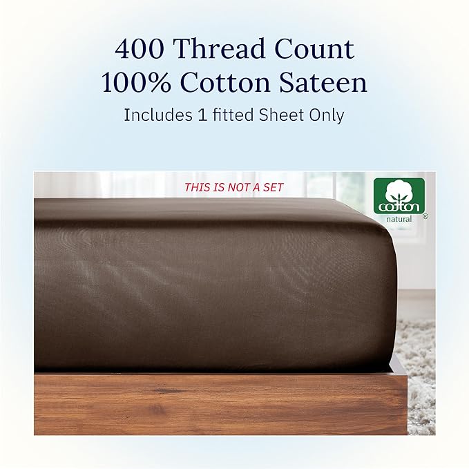 California Design Den King Fitted Sheet Only, 400 Thread Count 100% Cotton - Image 4