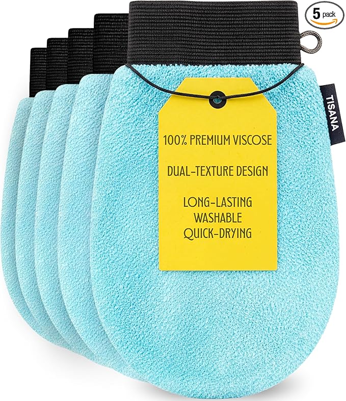 Exfoliating Glove for Shower – Dual-Sided Scrubber Mitt – Deep Exfoliation by Tisana