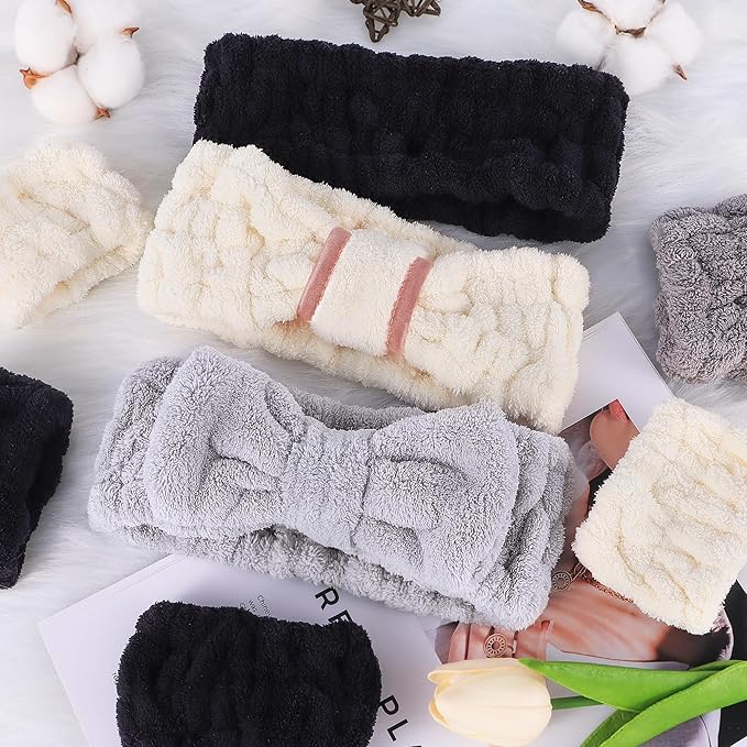 DiyJibb 9 Pcs Spa Headband for Washing Face, Skincare Headband and Wristband Set - Image 2
