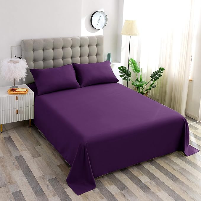 Sfoothome Fitted Bottom Sheet for Mattress, Single Full Size Purple Microfiber - Image 5