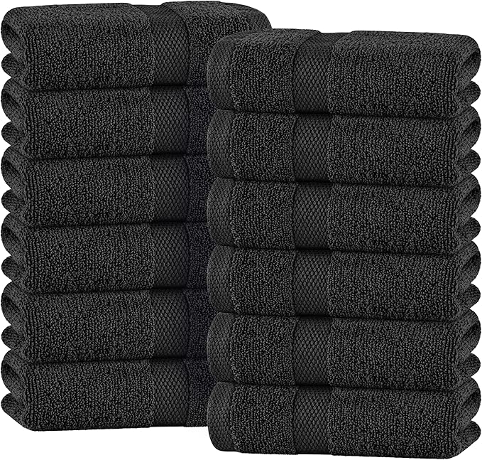 White Classic Black Hand Towels by WhiteClassic