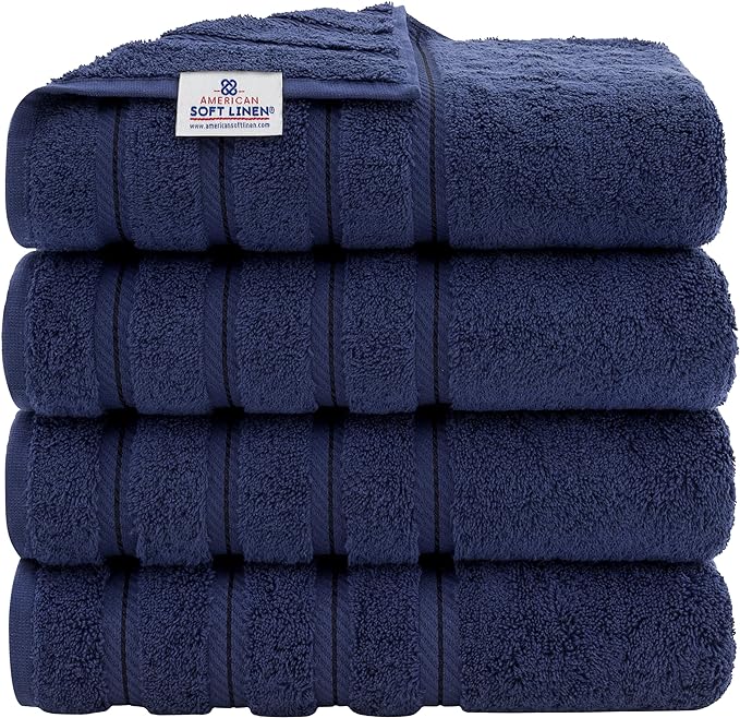 American Soft Linen Luxury 4 Piece Bath Towel Set, 600 GSM 100% Cotton Turkish by AmericanSoftLinen