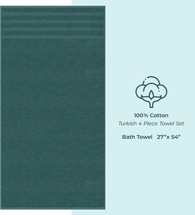 American Soft Linen Luxury 4 Piece Bath Towel Set, 600 GSM 100% Cotton Turkish - Image 4