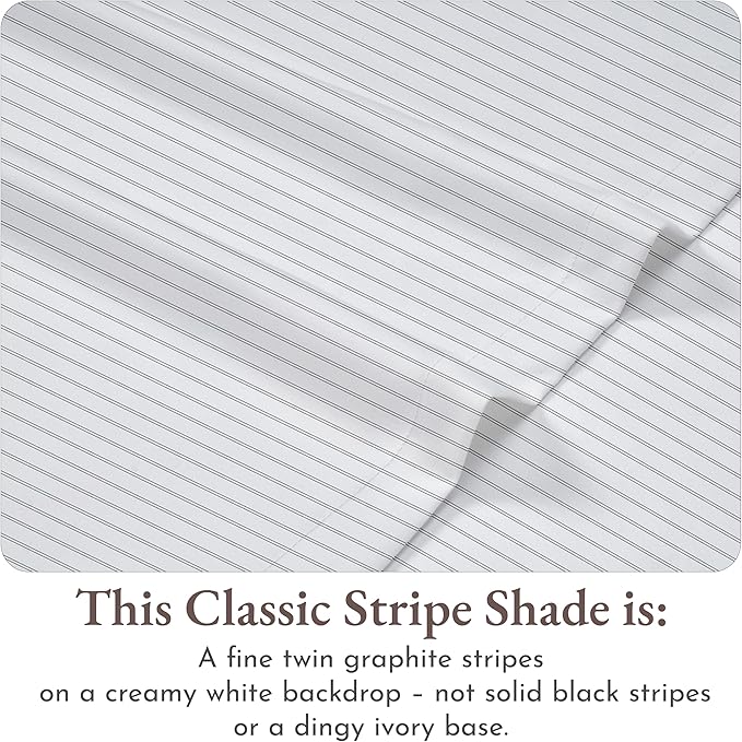 California Design Den King Bed Sheets Stripe Set, 100% Cotton Deep Pocket King - Image 4