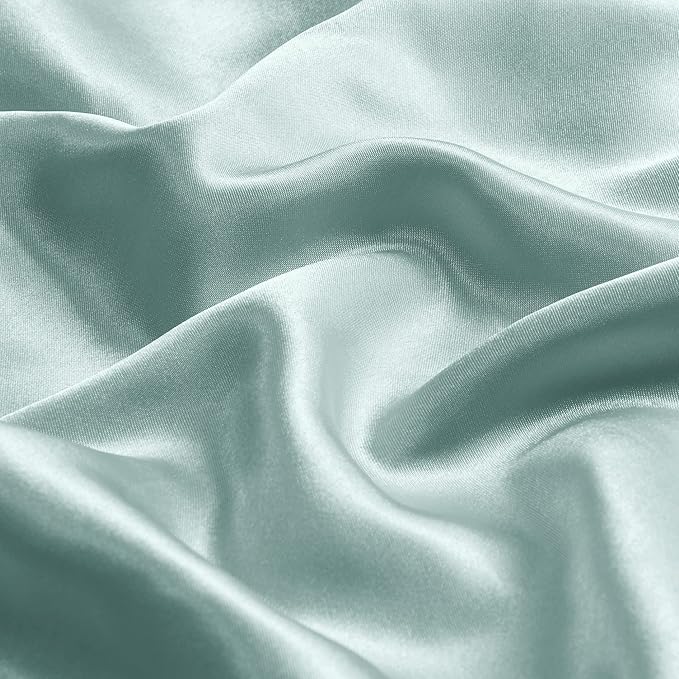 BEDELITE Satin Pillowcase with Zipper, Haze Blue King Size Pillow Cases Set of 2 - Image 3