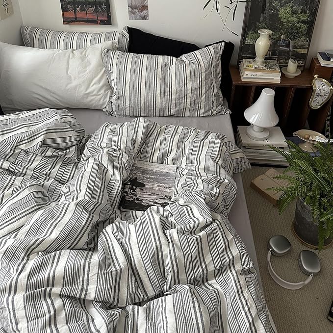mixinni Washed Cotton Duvet Cover Twin Set - Image 5