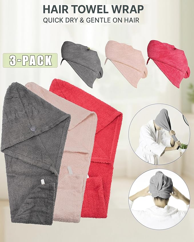 Textila 100% Cotton Hair Wrap Towels - Image 3