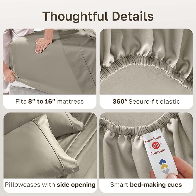 California Design Den Soft 100% Cotton Bed Sheets Cal King Size Set, 400 TC - Image 6