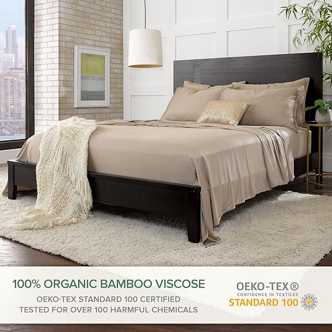 Pure Bamboo Queen Sheets, Genuine 100% Organic Viscose Derived from Bamboo Bed - Image 2