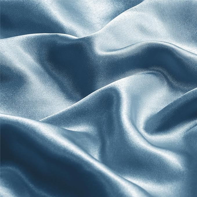 BEDELITE Satin Pillowcase with Zipper, Airy Blue Pillow Cases Queen Size Set of - Image 3