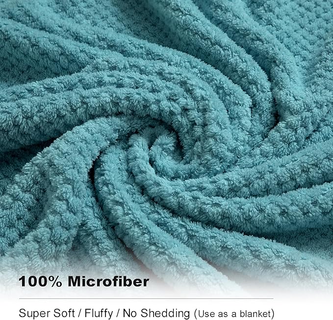 Smuge 8-Piece Turquoise Bath Towel Set, 2 Extra Large Bath Towel Sheets - Image 3