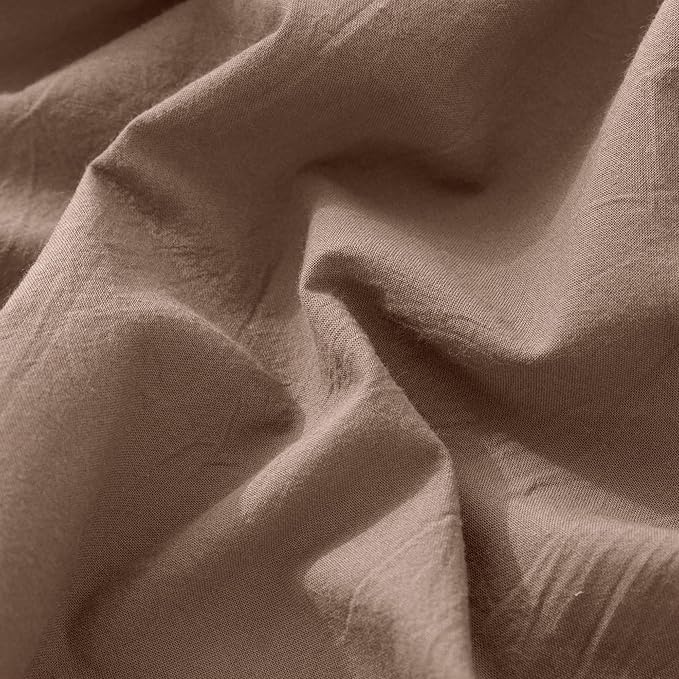 MooMee Fitted Bottom Sheet Only 100% Washed Cotton Linen Like Textured - Image 4