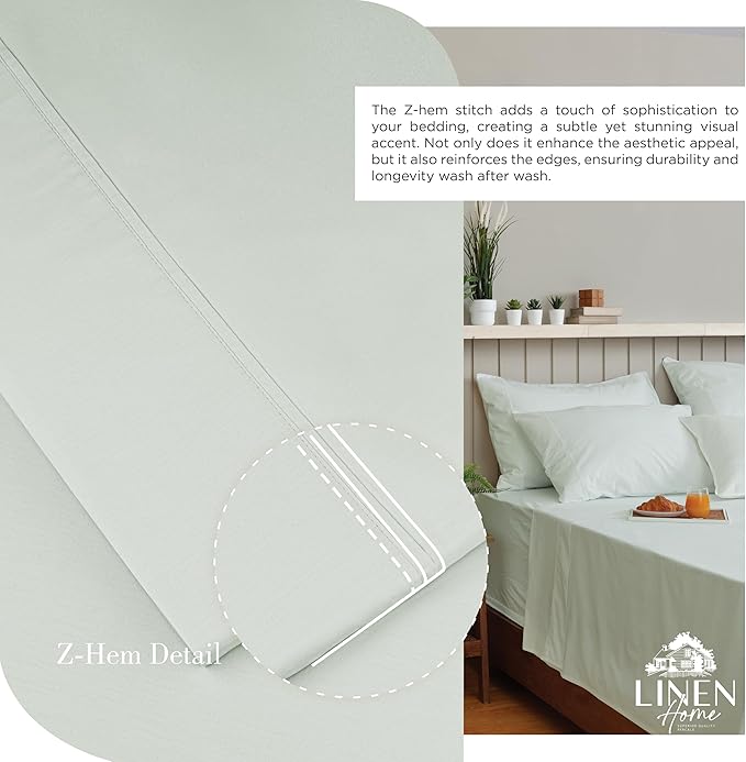 Linen Home 100% Cotton Percale Sheets King Size, Dove Grey, Deep Pocket - Image 3