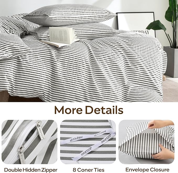 JELLYMONI Duvet Cover, 100% Natural Cotton, Printed Comforter Cover - Image 4