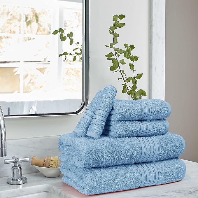 BOUTIQUO 6 Pack Cotton Towel Set, Contains 2 Bath Towels 28x55 inch, 2 Hand - Image 3
