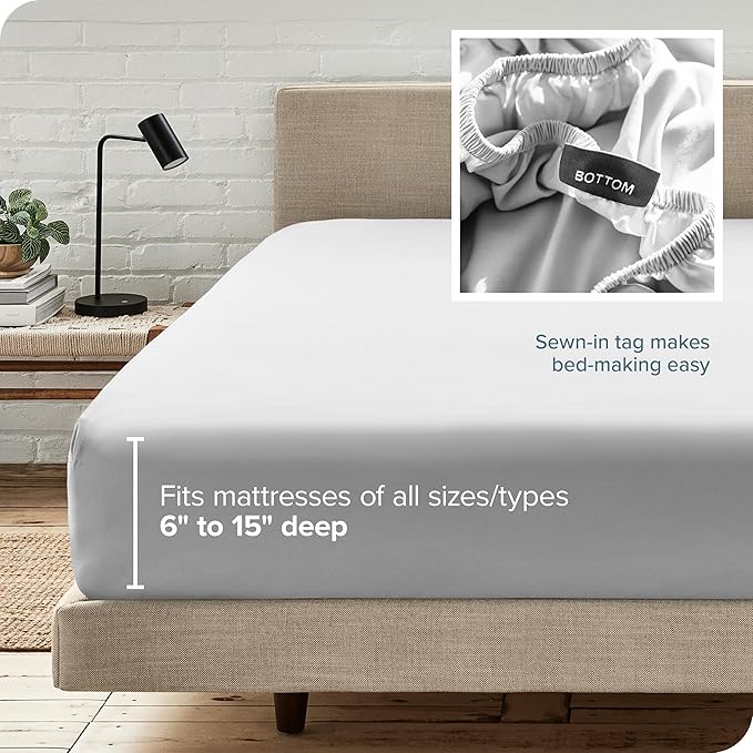 Bare Home Fitted Bottom Sheet Short Queen Size - Image 6