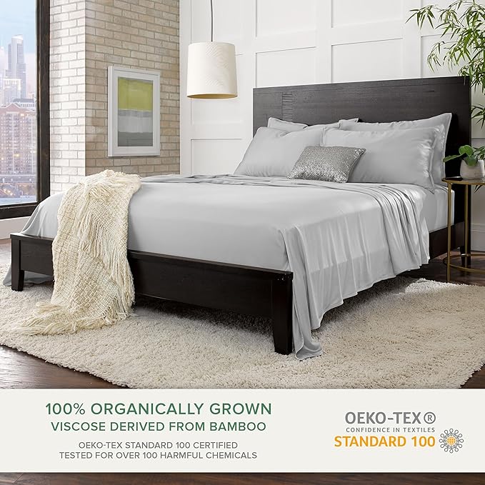 Pure Bamboo Twin Sheets, Genuine 100% Organic Viscose Derived from Bamboo Bed - Image 2