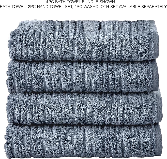 SKL Home CloudSoft Cotton Luxury 4 Pc Bath Towel Set, Smoke Blue - Image 6