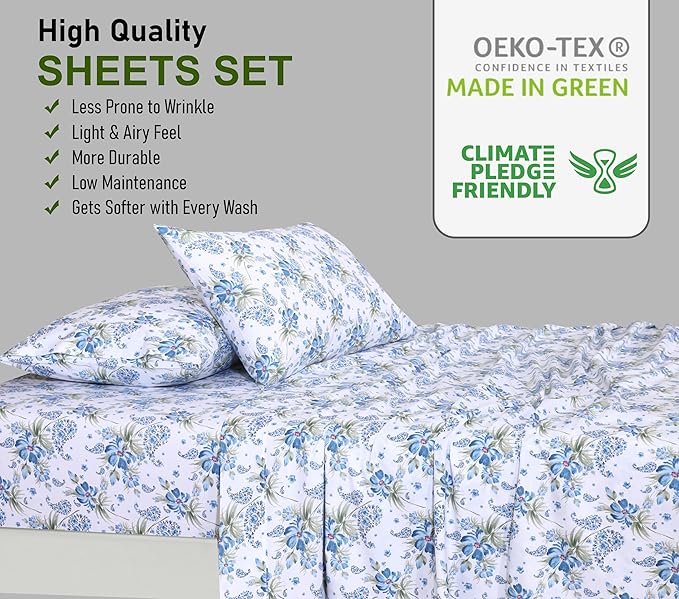 RUVANTI 100% Cotton Sheets – Split King Size Percale Bedding, Cooling & - Image 7