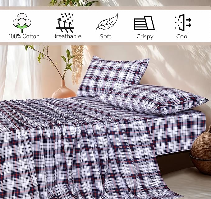 RUVANTI 100% Cotton Sheets – Queen Size Percale Bedding, Cooling & Breathable - Image 5