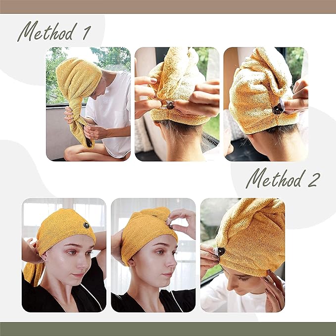 myHomeBody Hair Towel Wrap, Luxury Quick Drying Turban, Ultra Soft Absorbent - Image 4