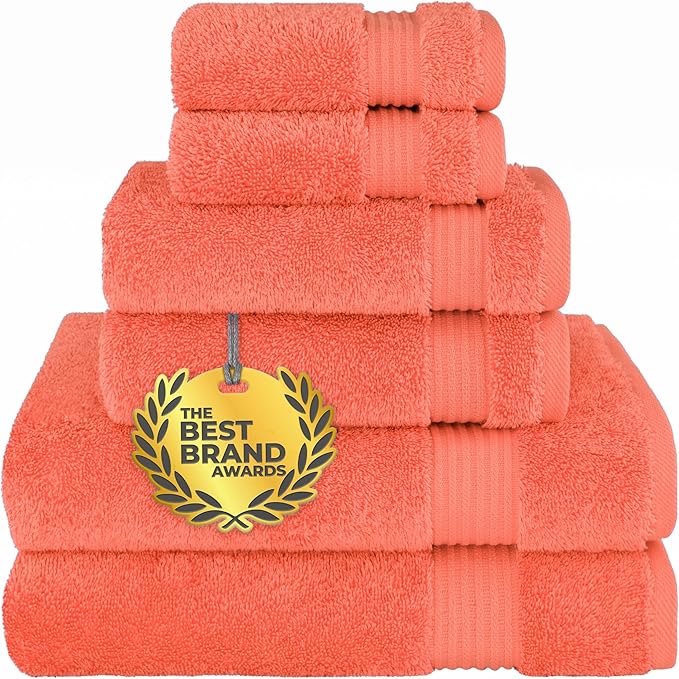 Cotton Paradise 6 Piece Towel Set, 100% Cotton Soft Absorbent Turkish Towels by UNITEDHOMETEXTILE