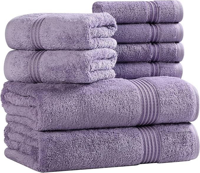 Superior Egyptian Cotton 8-Piece Towel Set, Guest Bath Decor Essentials - Image 2