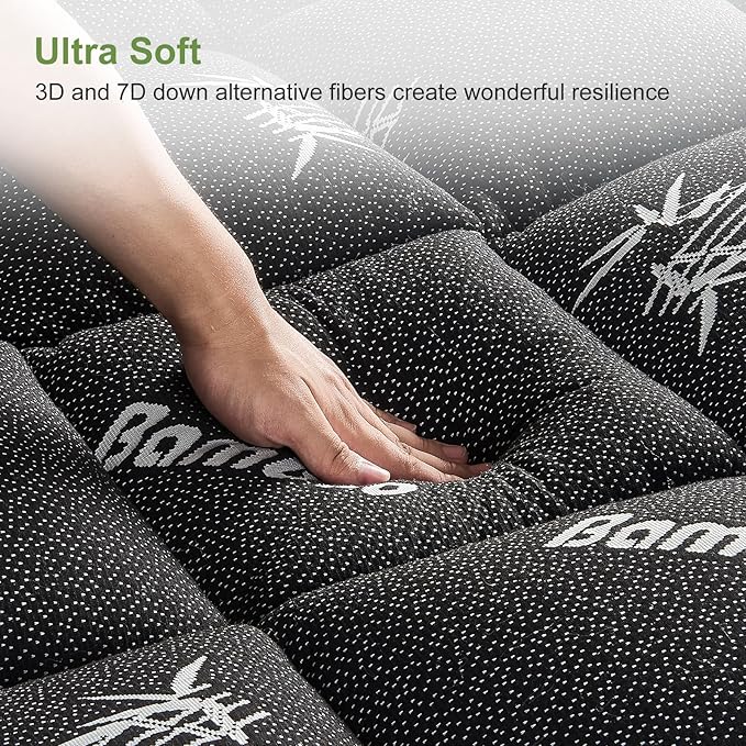King Size Mattress Topper Viscose Derived from Bamboo, Soft Thick Pillow Top - Image 8