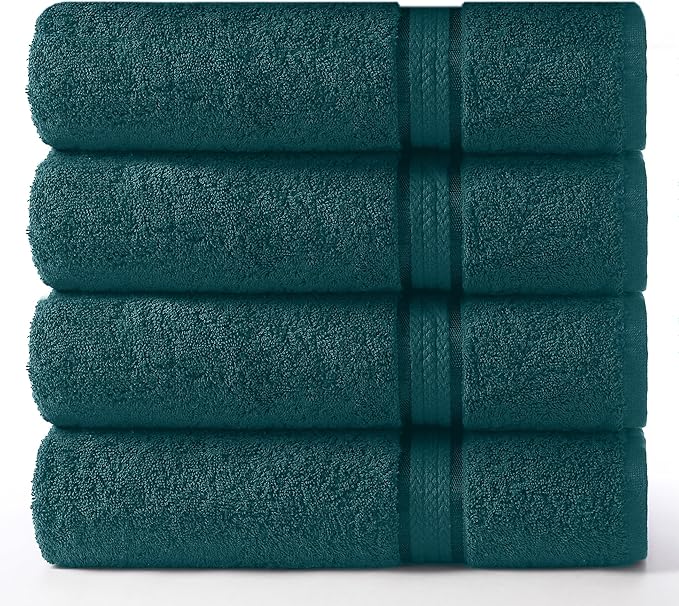 Cotton Craft Ultra Soft 4 Pack Oversized Extra Large Bath Towels 30x54 Teal by COTTONCRAFT