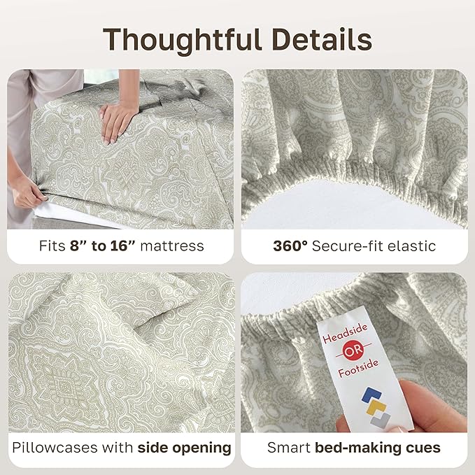 California Design Den Soft 100% Cotton Sheets Cal King Size Set, 400 TC Good - Image 5