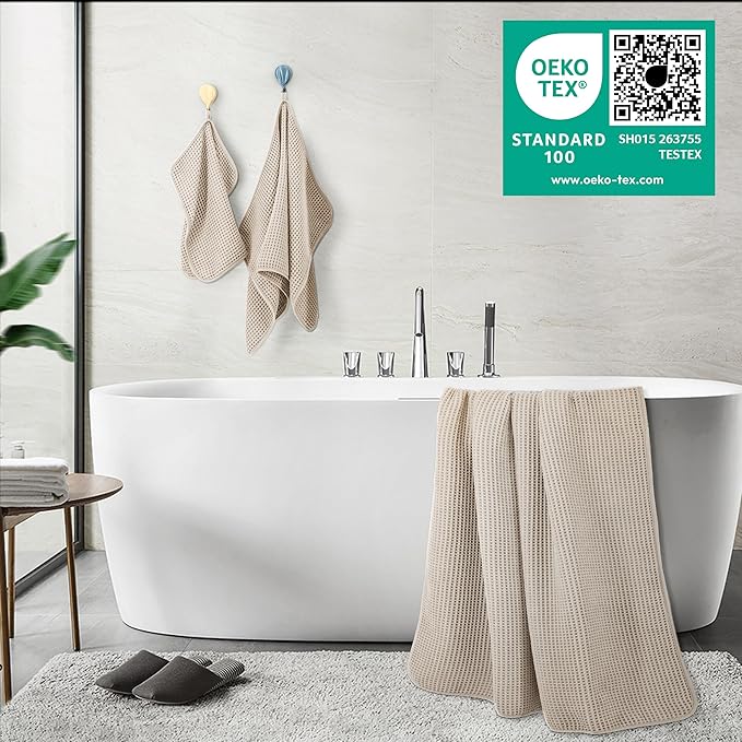 POLYTE 430 GSM Microfiber Quick Dry Lint Free Oversize Bath Towel Set, 6 Piece - Image 3
