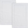 Hawmam Linen White Bath Mats, 21 x 34 inches, Banded Design, Highly Absorbent by HawmamLinen