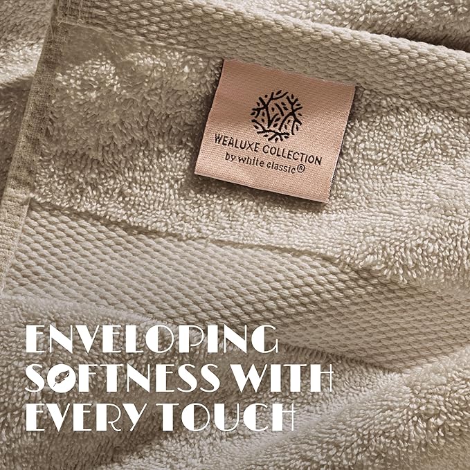 Wealuxe Taupe Bath Towels 27x54 Inch, Cotton Towel Set - Image 3