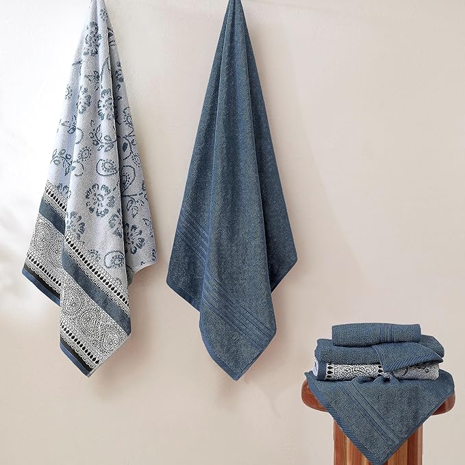 Modern Threads Floral Trail 6-Piece 100% Cotton Towel Set – Reversible Yarn - Image 2