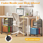 5-Tier Rolling File Cart Under Desk with Drawers, File Cabinet Organizer for Hanging File Folders, Letter-Size File Storage with Wheels, Multi-Layer Mobile Filing Cabinet for Under Desk Storage