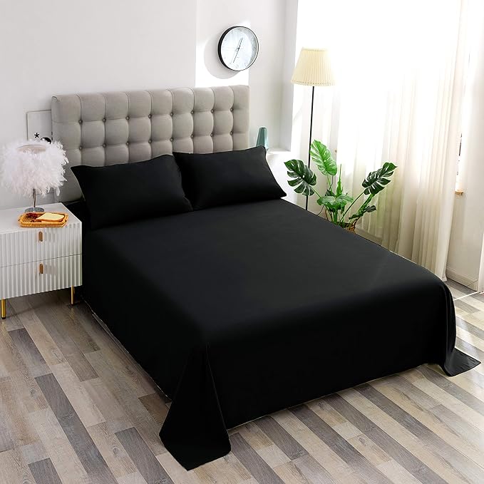 Sfoothome Black Fitted Sheet, 14 Inch Pocket Deep, Microfiber Sheets, Twin XL - Image 3