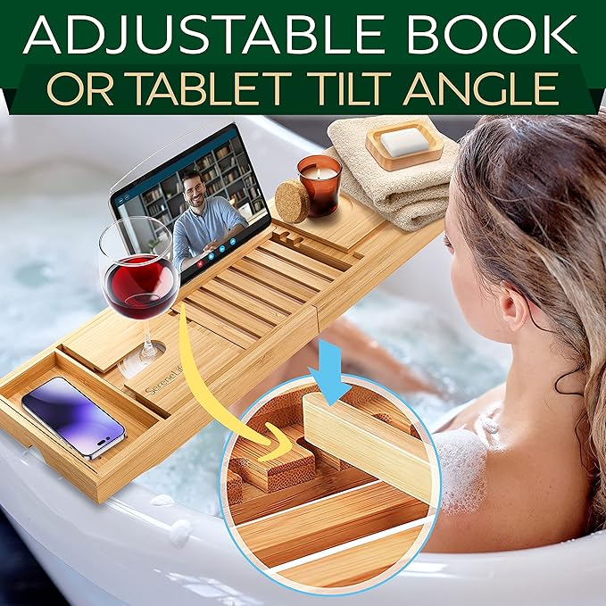 SereneLife Premium Bathtub Tray Caddy - Image 6