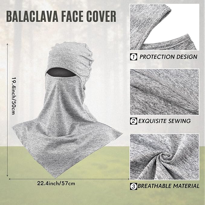 SATINIOR 3 Piece Balaclava Face Cover Sun Protection Neck Cover Summer - Image 2