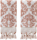 SKL Home Mirage Fringe 100% Turkish Cotton Hand Towel Set, Blush Small by SKLHomebySaturdayKnightLtd