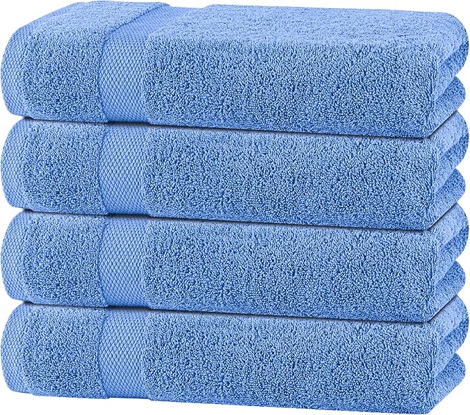 White Classic Light Blue Bath Towels 27x54 Inch, Cotton Towel Set by WhiteClassic