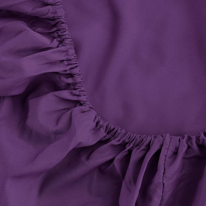 Sfoothome Fitted Bottom Sheet for Mattress, Single Twin Size Purple Microfiber - Image 4