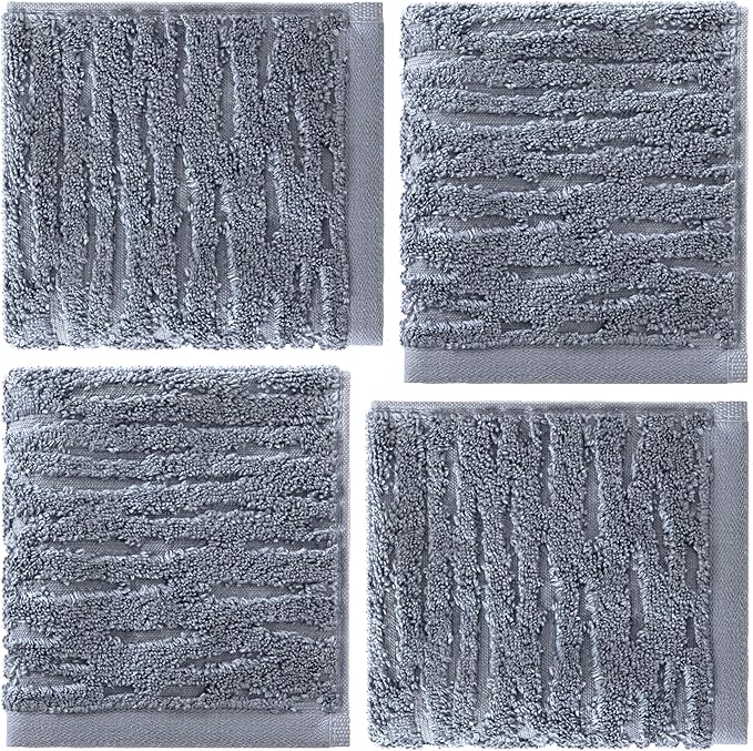 SKL Home CloudSoft Cotton Luxury 4-Piece Washcloth Set, Smoke Blue - Image 5