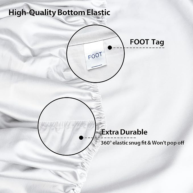 Full Size Fitted Sheet Only White, 100% Egyptian Cotton 600 Thread Count - Image 6