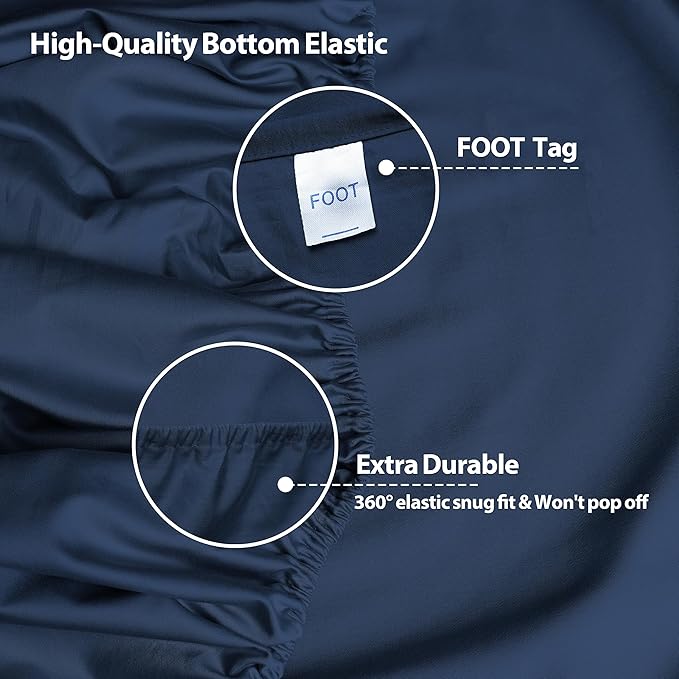 California King Size Fitted Sheet Only Navy Blue, 100% Egyptian Cotton 600 - Image 5